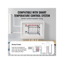 6 Port Hydronic Radiant Floor Heating Manifold Stainless Steel PEX Tubing Manifold for 1/2" Tubing with 1/2" Adapters Included