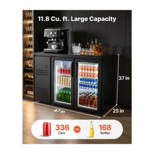 Commercial Double Doo Beverage Refrigerator, 11.8 Cu.Ft. Back Bar Display Cooler with Fan Cooling