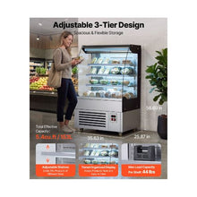 Vertical 5.4 Cu.Ft. Open Air Display Cooler 3 Tier Commercial Refrigerated Merchandiser with LED Lighting and Night Curtain