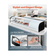 59.45 Inch Commercial Sushi Display Refrigerator with 6 Pan Countertop Showcase for Restaurants and Sushi Bars