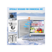 Commercial 60 Inch Salad Prep Refrigerator with Locking Stainless Steel 2 Doors for Restaurant & Cafe Kitchens