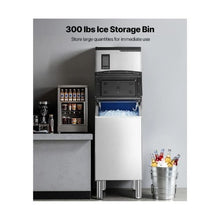 800LBS Daily Production Commercial Ice Cube Maker with 300LBS Large Capacity Storage Bin