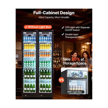 8.3 Cu.Ft Commercial Glass Door Display Refrigerator with Full-Height Design 5 Adjustable Shelves LED Interior Lighting and Casters for Stores Cafes, Bars & Home