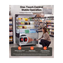 Vertical 5.4 Cu.Ft. Open Air Display Cooler 3 Tier Commercial Refrigerated Merchandiser with LED Lighting and Night Curtain