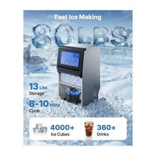 Built-In Commercial Stainless Steel Ice Maker Machine with Pump 80 lbs/24H with 13 lb Storage Bin