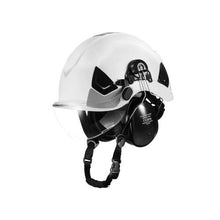 Type 1 Class C Industrial Safety Helmet with Visor & Earmuffs, ANSI/ISEA Z89.1 Compliant ABS Hard Hat 6-Point Ratchet Suspension Adjustable Vented Design