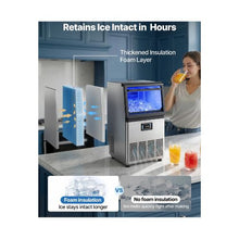 Built-In Commercial Stainless Steel Ice Maker Machine with Pump 80 lbs/24H with 13 lb Storage Bin