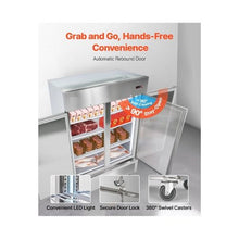 54 Inch Commercial Reach In Freezer 43.2 Cu.Ft. 2 Door Stainless Steel Upright Freezer with 8 Adjustable Shelves