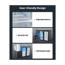 Commercial Double Doo Beverage Refrigerator, 11.8 Cu.Ft. Back Bar Display Cooler with Fan Cooling