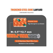 12 ft Steel Core Arborist Flipline, 1/2 in Tree Climbing Flip Line with Alloy Steel Snap Hook Aluminum Carabiner & Tool Lanyard