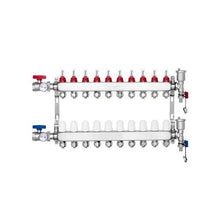 10 Branch Stainless Steel PEX Radiant Heat Manifold 1/2 Tubing Manifold Kit for Hydronic Radiant Floor Heating with 1/2 Adapters Included