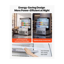 Vertical 5.4 Cu.Ft. Open Air Display Cooler 3 Tier Commercial Refrigerated Merchandiser with LED Lighting and Night Curtain