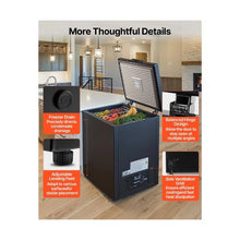 Freestanding 4.77 Cu.Ft Chest Freezer for Home & Commercial Use with 2 Removable Baskets Adjustable Temperature Black