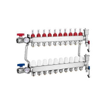 10 Branch Stainless Steel PEX Radiant Heat Manifold 1/2 Tubing Manifold Kit for Hydronic Radiant Floor Heating with 1/2 Adapters Included