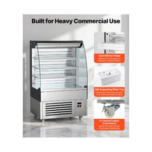 Vertical 5.4 Cu.Ft. Open Air Display Cooler 3 Tier Commercial Refrigerated Merchandiser with LED Lighting and Night Curtain