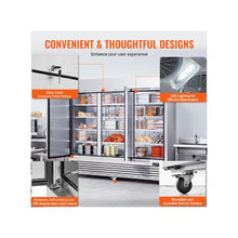 Heavy Duty 82.5 Inch Commercial Reach-In Freezer 60.42 Cu.Ft Triple Door Stainless Steel Upright Freezer