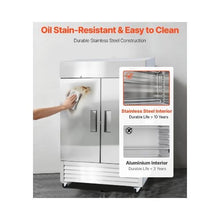 54 Inch Commercial Reach In Freezer 43.2 Cu.Ft. 2 Door Stainless Steel Upright Freezer with 8 Adjustable Shelves