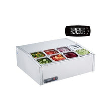 Commercial 27.5 Inch Refrigerated Condiment Prep Station with 8 Pans Stainless Steel Body