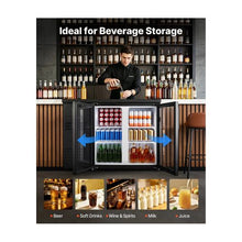 Commercial Double Doo Beverage Refrigerator, 11.8 Cu.Ft. Back Bar Display Cooler with Fan Cooling