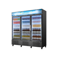 Commercial Upright Beverage Merchandiser Refrigerator 54.3 Cu.Ft Triple Glass Door Display Cooler With Soft LED Lighting & Casters