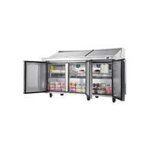 72 Inch Commercial Salad & Sandwich Prep Table Refrigerator with 30 Ingredient Pans and Stainless Steel Worktop