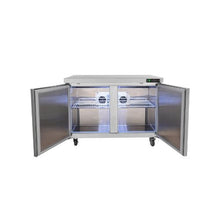 Commercial 48 Inch Worktop Fridge Stainless Steel 2-Door Undercounter Refrigerator with Lock