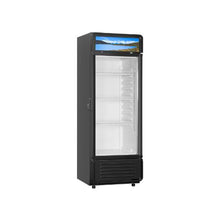 6.9 Cu.Ft Commercial Glass Door Merchandiser Refrigerator with LED Lighting & Customizable Lightbox Black