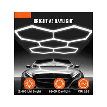 Ultra Bright 26400LM Modular Hexagon LED Garage Ceiling Lighting 5 Grid System