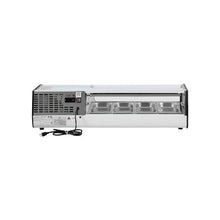 Commercial 4 Pan 45.67 Inch Countertop Sushi Display Case Refrigerator with Curved Glass and LED Lighting