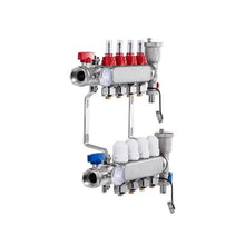 4-Branch Radiant Floor Heating Manifold Stainless Steel 1/2 PEX Tubing Manifold Kit for Hydronic Heating Systems with 1/2 Adapters