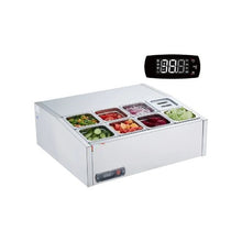 Commercial 27.5 Inch Refrigerated Condiment Prep Station with 8 Pans Stainless Steel Body