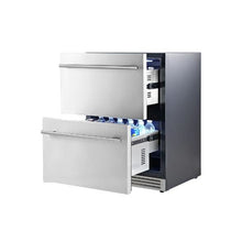 24 Inch Built In Under Counter Beverage Refrigerator Stainless Steel Drawer Drink Cooler with Large Storage Capacity