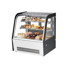 105L Countertop Refrigerated Cake Display Case 2 Tier Curved Glass Bakery Cooler and LED Lighting