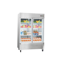 54 Inch Heavy Duty Commercial Reach In Glass Door Refrigerator with Digital Temperature Control & 8 Adjustable Shelves