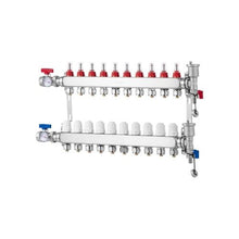 10 Branch Stainless Steel PEX Radiant Heat Manifold 1/2 Tubing Manifold Kit for Hydronic Radiant Floor Heating with 1/2 Adapters Included