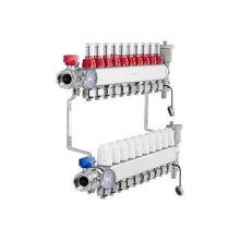 10 Branch Stainless Steel PEX Radiant Heat Manifold 1/2 Tubing Manifold Kit for Hydronic Radiant Floor Heating with 1/2 Adapters Included