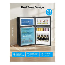 3.2 Cu.Ft Compact Two Door Refrigerator with Separate Freezer and Adjustable Temperature for Home, Apartment & Office Black