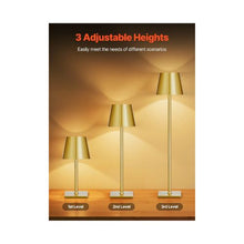 Gold Rechargeable Cordless Table Lamp Set With Adjustable Height Portable Dining & Outdoor