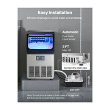 Built-In Commercial Stainless Steel Ice Maker Machine with Pump 80 lbs/24H with 13 lb Storage Bin