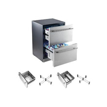 24 Inch Built In Under Counter Beverage Refrigerator Stainless Steel Drawer Drink Cooler with Large Storage Capacity