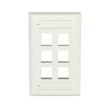 6 Port Flush Mount Screw On Faceplates With Label Pocket Off White NK6FIWY