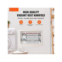 10 Branch Stainless Steel PEX Radiant Heat Manifold 1/2 Tubing Manifold Kit for Hydronic Radiant Floor Heating with 1/2 Adapters Included