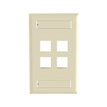 4 Port Flat Vertical Faceplate With Label Pocket Electric Ivory NK4FEIY