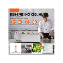 Commercial 27.5 Inch Refrigerated Condiment Prep Station with 8 Pans Stainless Steel Body