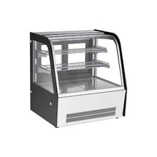105L Countertop Refrigerated Cake Display Case 2 Tier Curved Glass Bakery Cooler and LED Lighting