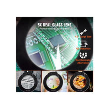 2-in-1 Adjustable Lighted 5X Magnifying Lamp With Light And Stand, 4.3 Glass Lens Desk Magnifier