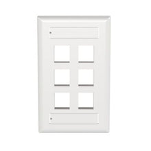 6 Port Flush Mount Screw On Faceplates With Label Pocket White NK6FWHY