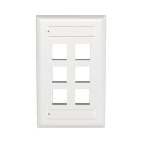 6 Port Flush Mount Screw On Faceplates With Label Pocket White NK6FWHY