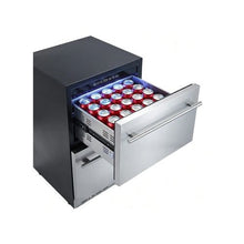24 Inch Built In Under Counter Beverage Refrigerator Stainless Steel Drawer Drink Cooler with Large Storage Capacity