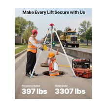 1200 lbs Portable Confined Space Rescue Tripod Kit 65 ft Steel Cable, 1200 lbs Lifting Winch, Adjustable Legs & Fall Protection